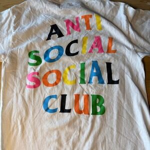 Anti Social Social Club Rainbow Logo White Graphic T-Shirt Mens Small ASSC